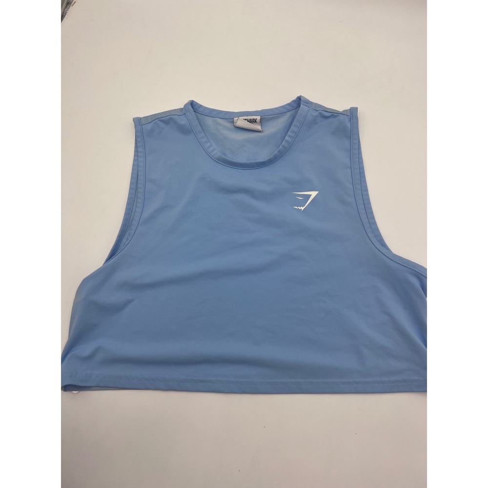 Gymshark Womens Small Blue Mesh Back Cropped Tank Top Sleeveless Activewear